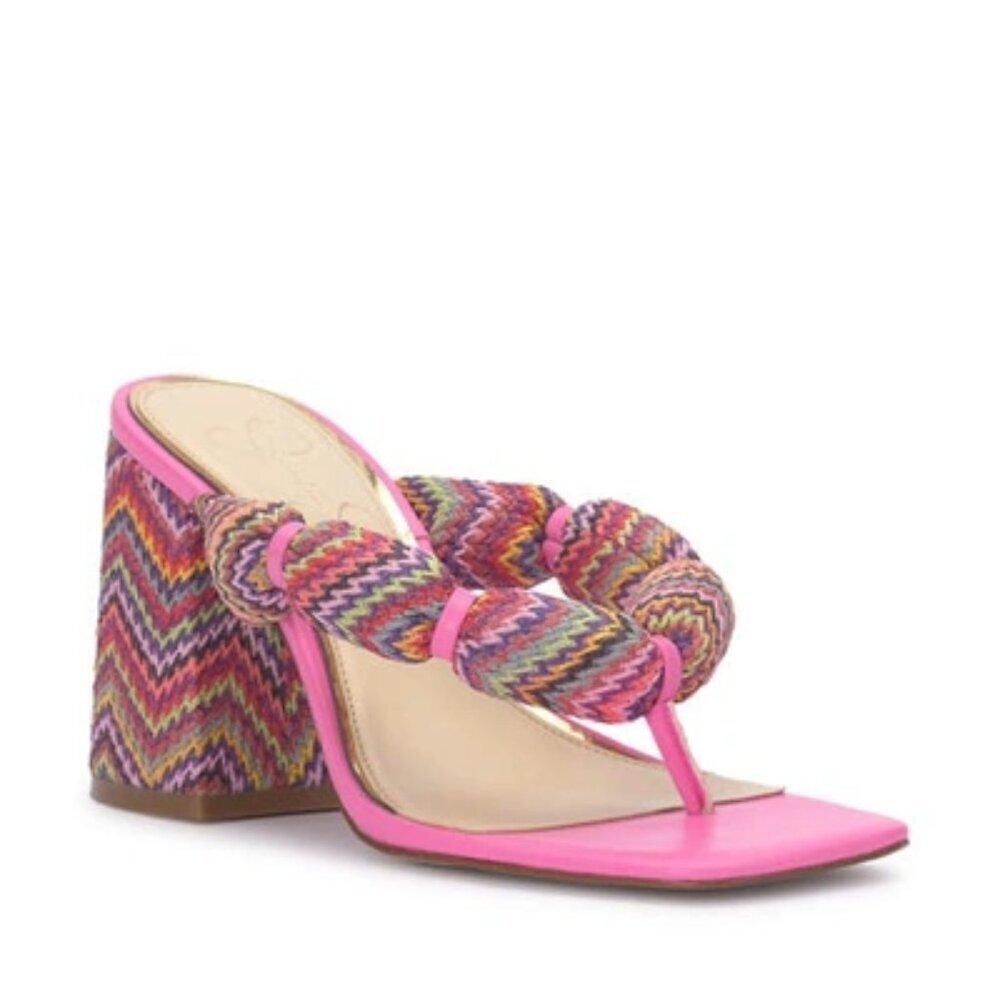 JESSICA SIMPSON Olimpio Square-toe Slip-on Thong Sandals In Blush Comb Sz: 8.5